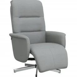 vidaXL Fauteuil verstelbaar met voetensteun stof lichtgrijs