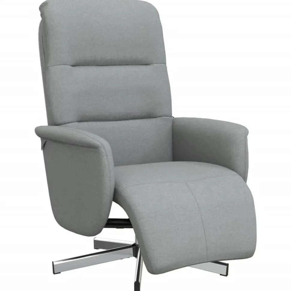 vidaXL Fauteuil verstelbaar met voetensteun stof lichtgrijs
