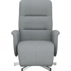 vidaXL Fauteuil verstelbaar met voetensteun stof lichtgrijs