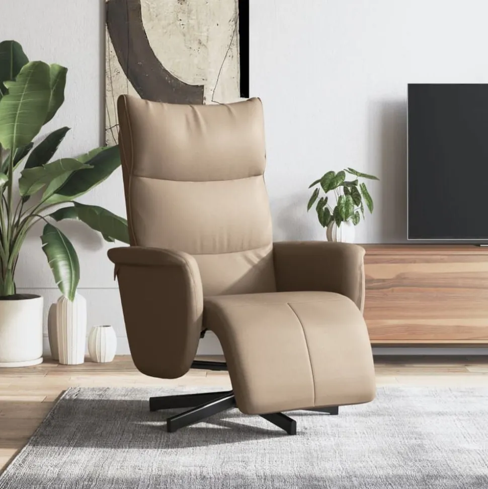 vidaXL Fauteuil verstelbaar met voetensteun kunstleer cappuccinokleur