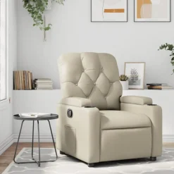 vidaXL Fauteuil verstelbaar kunstleer crèmekleurig