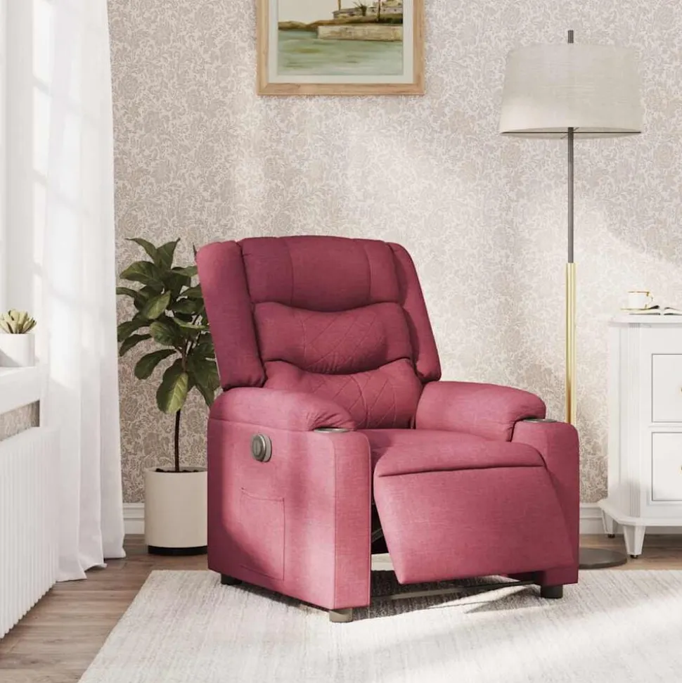 vidaXL Fauteuil verstelbaar elektrisch stof wijnrood