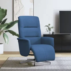 vidaXL Fauteuil verstelbaar met voetensteun stof blauw