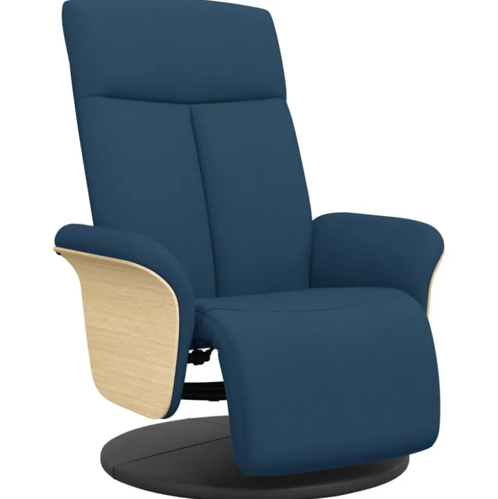 vidaXL Fauteuil verstelbaar met voetensteun stof blauw