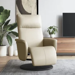 vidaXL Fauteuil verstelbaar met voetensteun kunstleer crèmekleurig