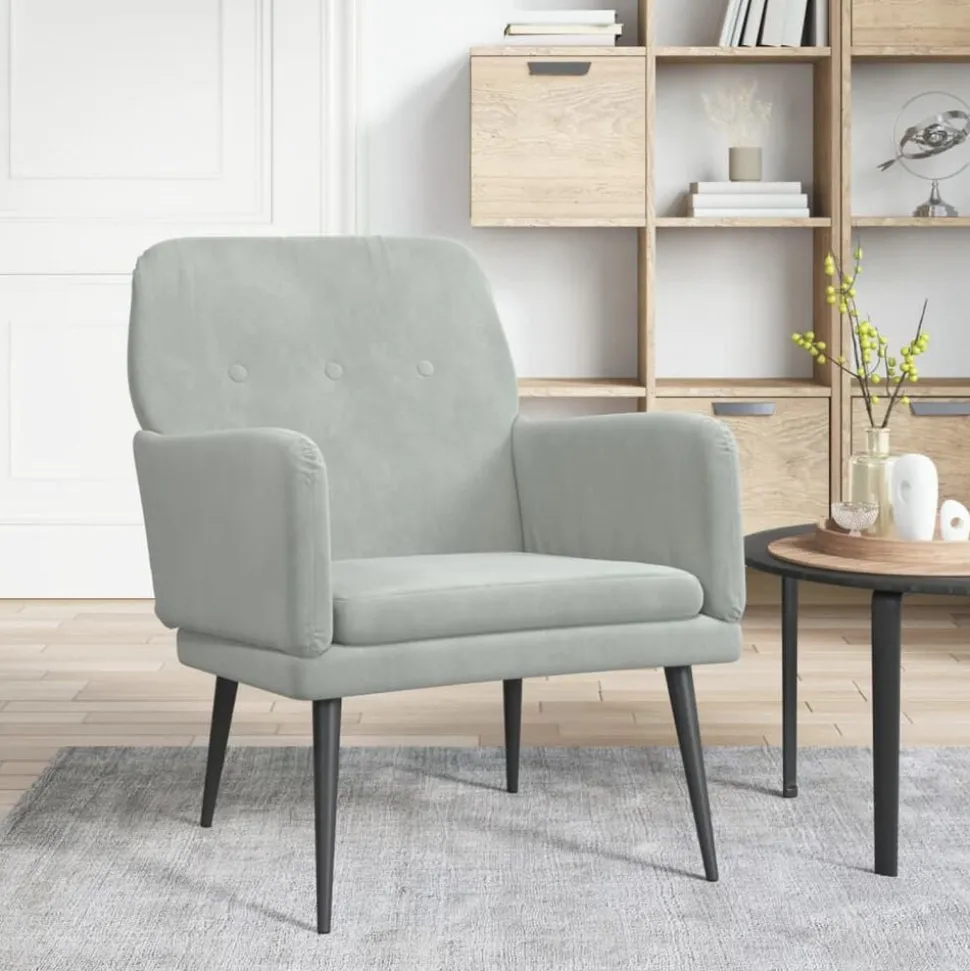vidaXL Fauteuil 62x79x79 cm fluweel lichtgrijs