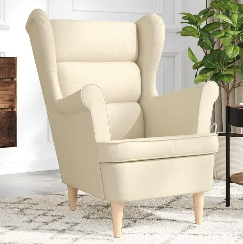 vidaXL Fauteuil 74x84x100 cm stof crèmekleurig
