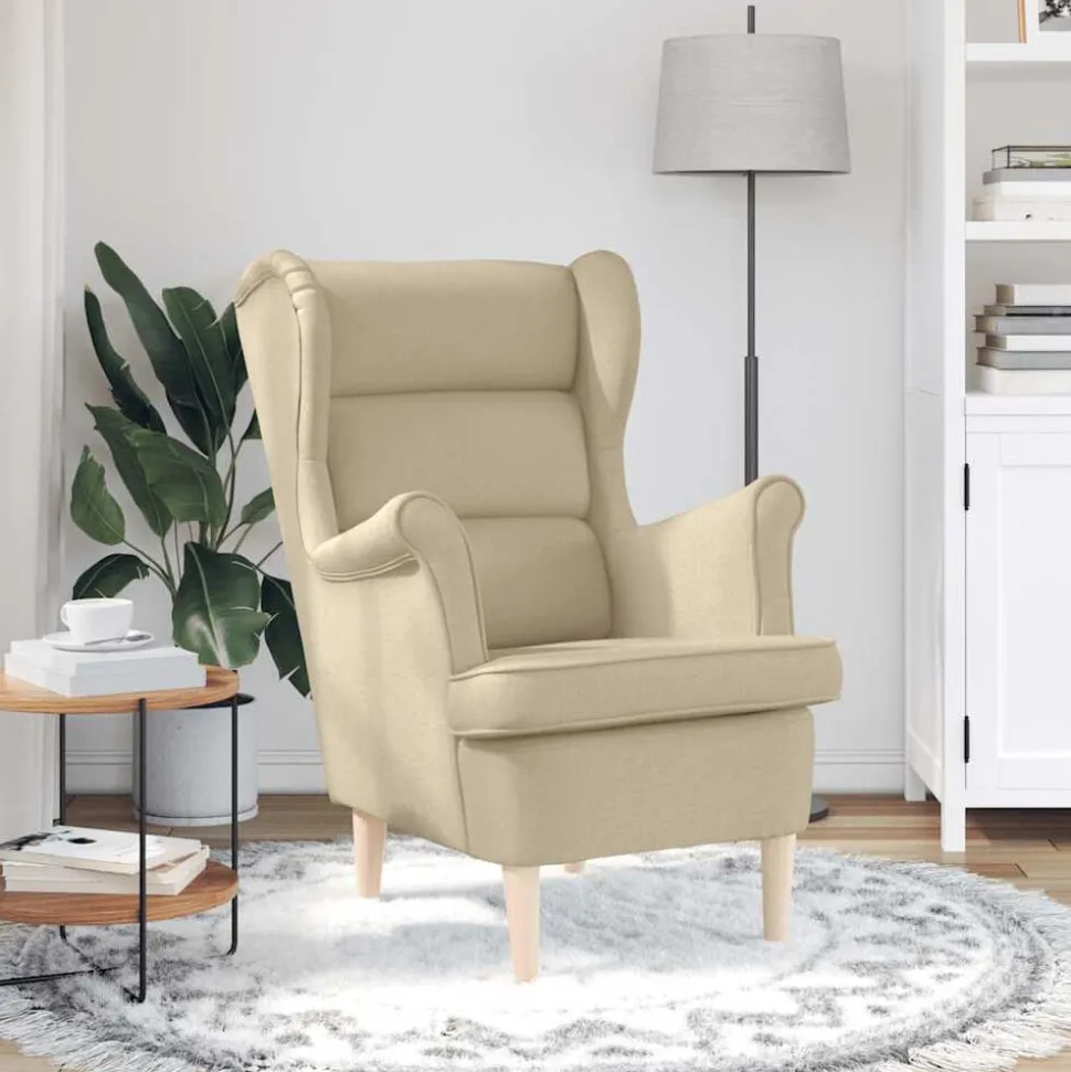 vidaXL Fauteuil 74x84x100 cm stof crèmekleurig