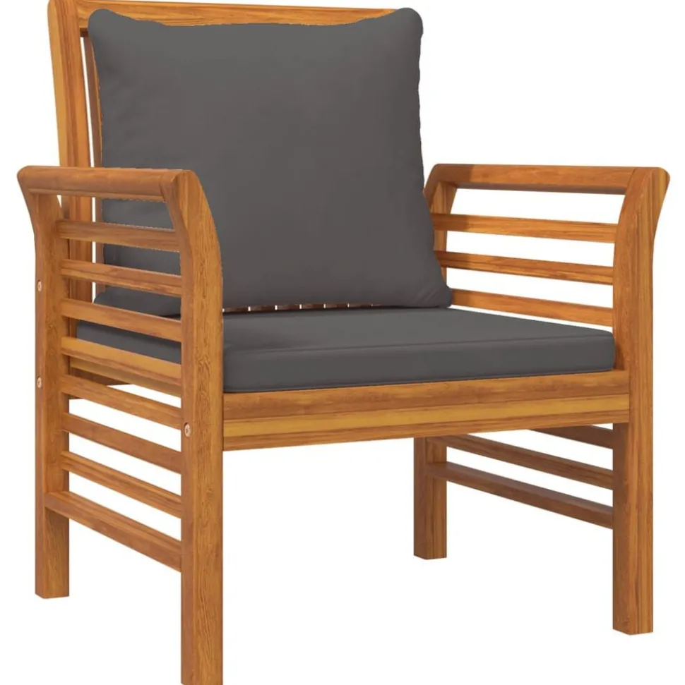 vidaXL Fauteuils 2 st met donkergrijze kussens massief acaciahout