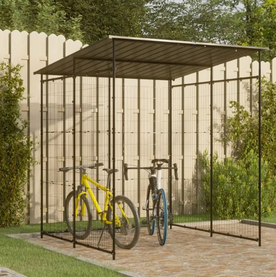 vidaXL Fietsenstalling 190x190x222 cm staal zwart