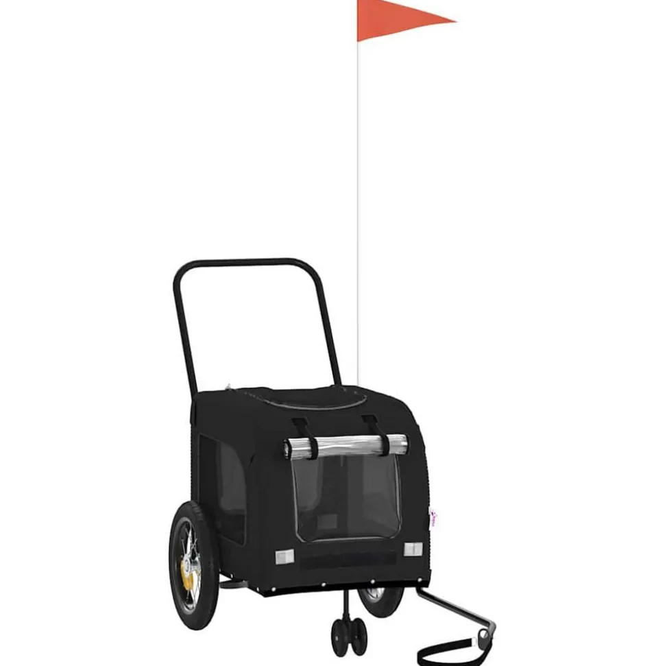 vidaXL Fietskar voor huisdieren met opslag Zwart 124,5 x 63,5 x 53 cm