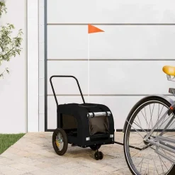 vidaXL Fietskar voor huisdieren met opslag Zwart 124,5 x 63,5 x 53 cm