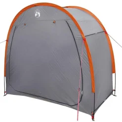 vidaXL Fietstent met dak met opslag Grijs en Oranje 210 x 90 x 174 cm