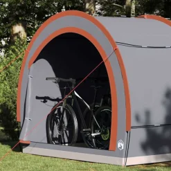 vidaXL Fietstent met dak met opslag Grijs en Oranje 256 x 222 x 182 cm