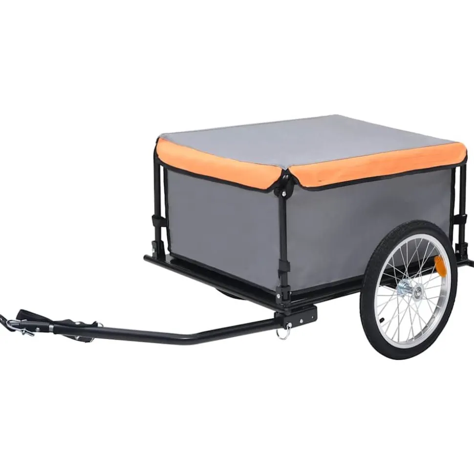 vidaXL Fietstrailer 65 kg grijs en oranje