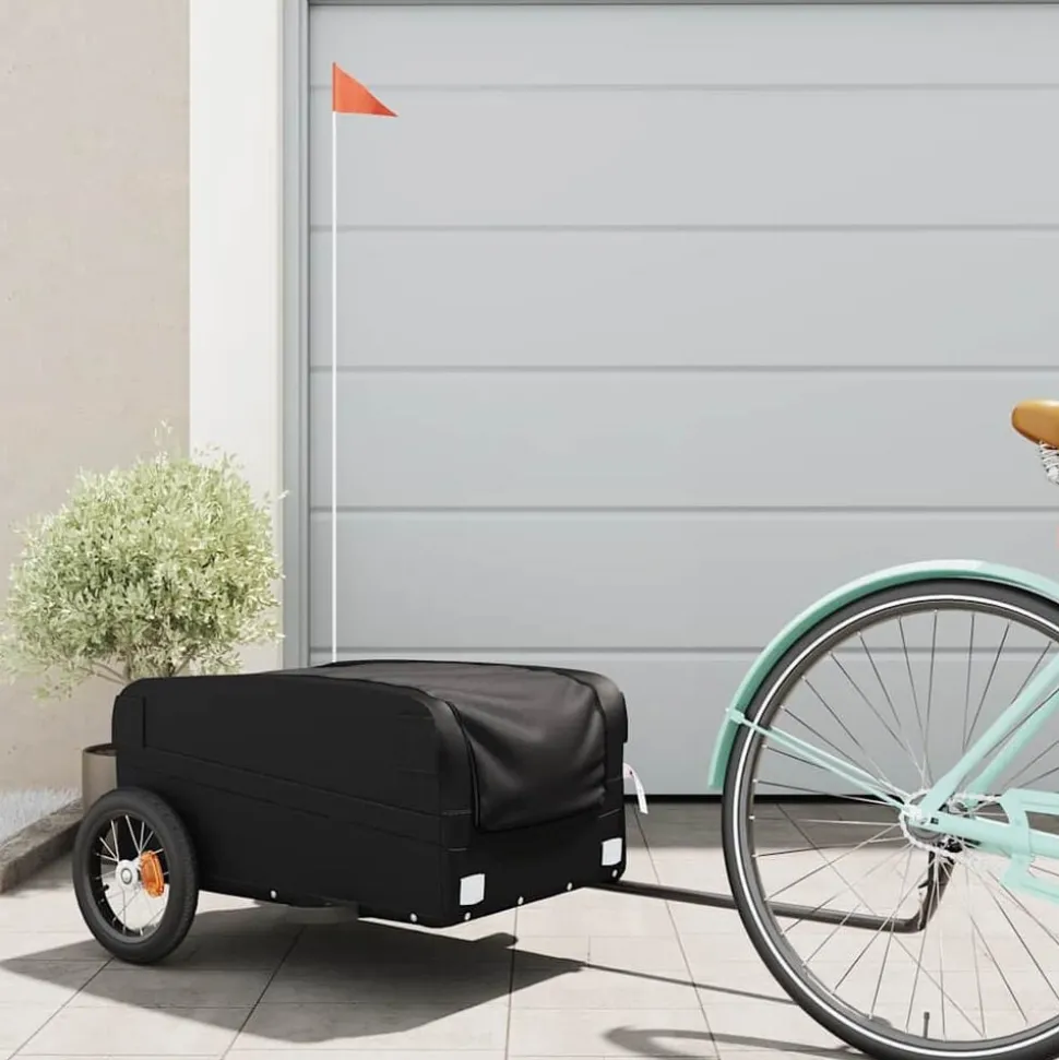 vidaXL Fietstrailer 30 kg ijzer zwart