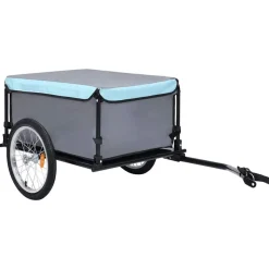 vidaXL Fietstrailer 65 kg zwart en blauw