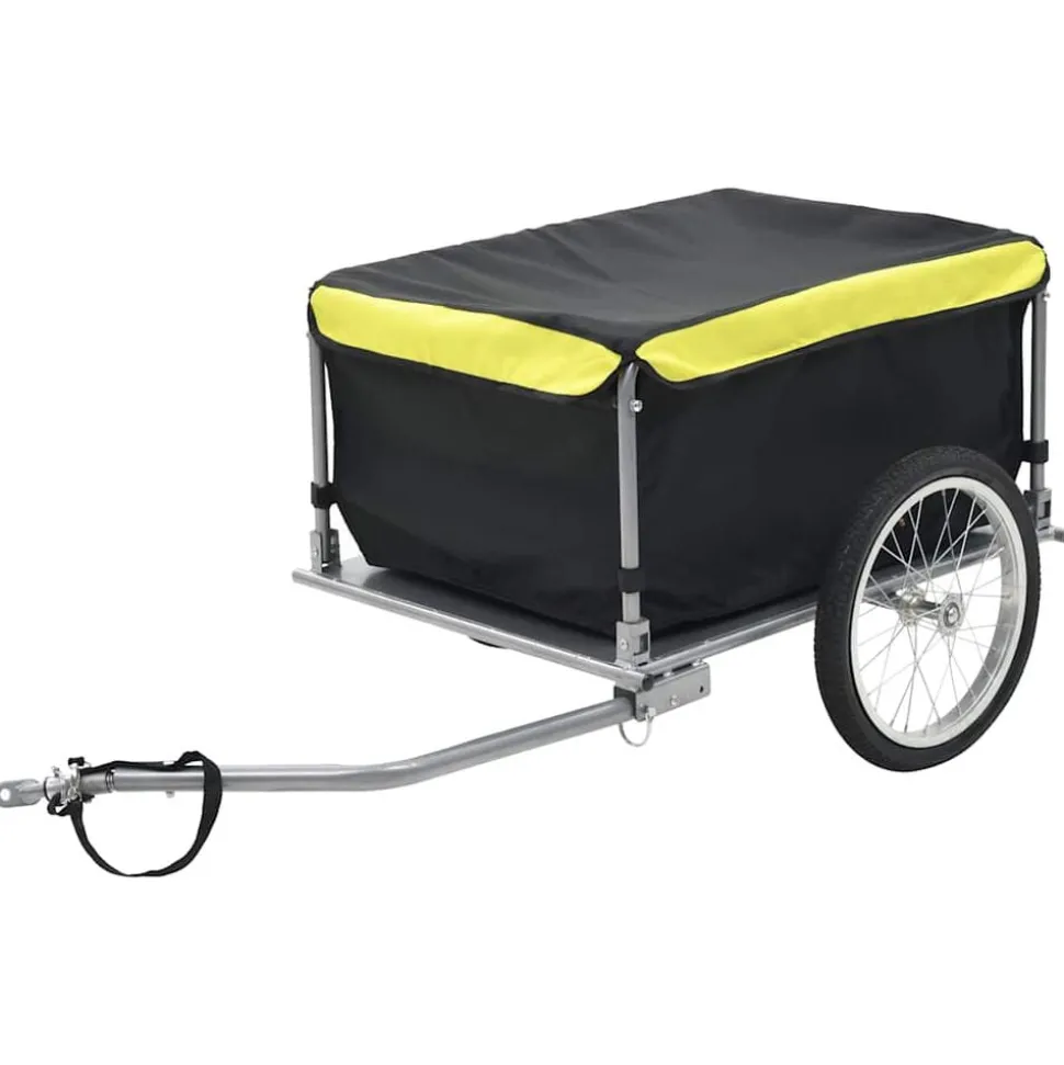 vidaXL Fietstrailer 65 kg zwart en geel
