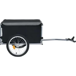 vidaXL Fietstrailer 65 kg zwart en grijs