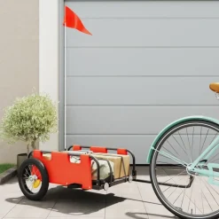 vidaXL Fietstrailer oxford stof en ijzer oranje