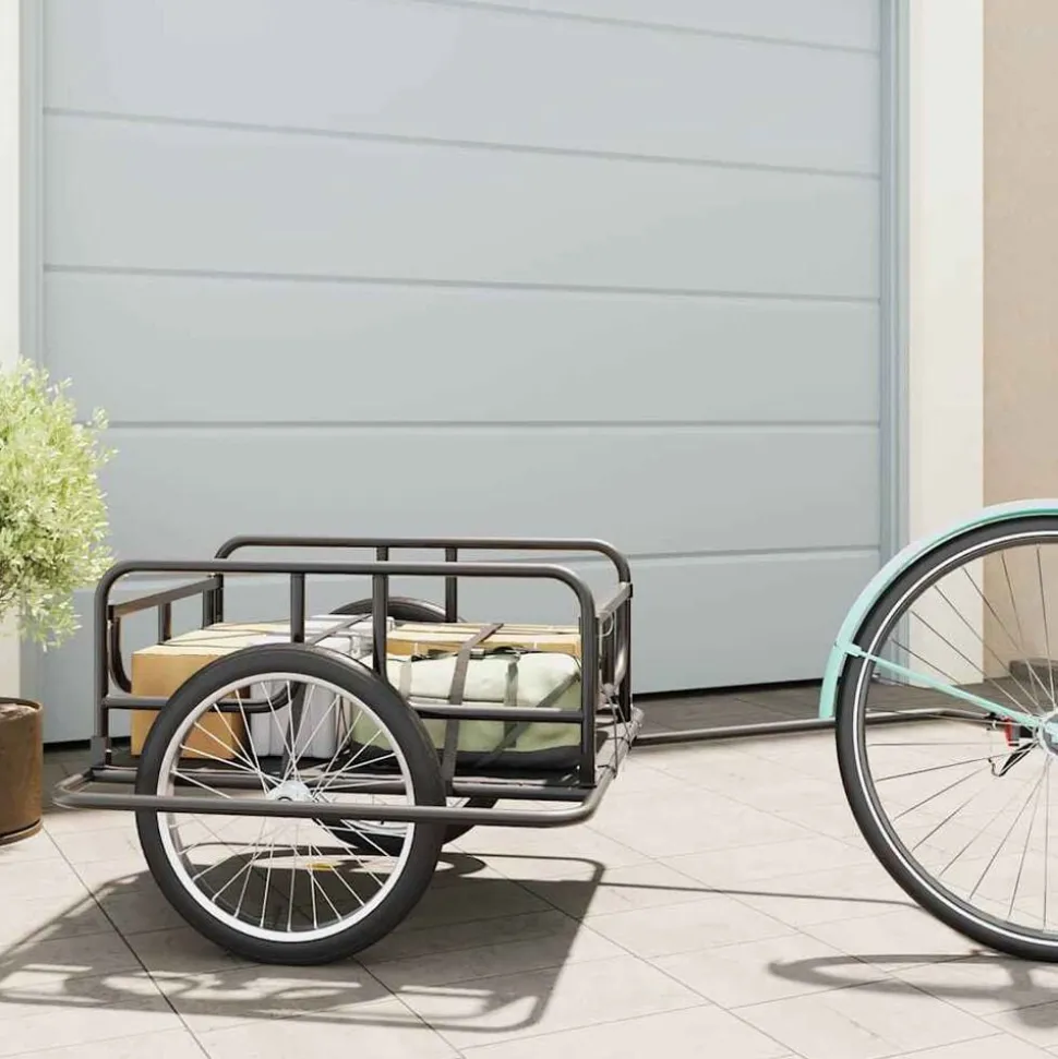 vidaXL Fietstrailer 130x73x48,5 cm staal zwart