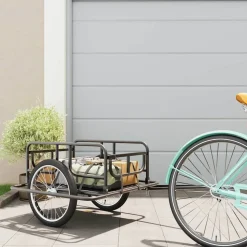 vidaXL Fietstrailer 130x73x48,5 cm staal zwart