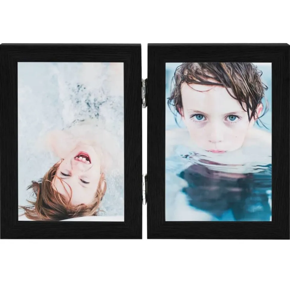 vidaXL Fotolijst tweeluik 2x(13x18 cm) zwart