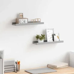 vidaXL Fotoplanken 2 st 40x9x3 cm MDF grijs