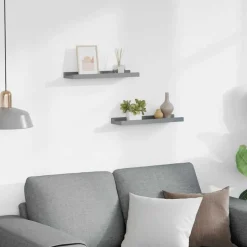 vidaXL Fotoplanken 2 st 40x9x3 cm MDF grijs