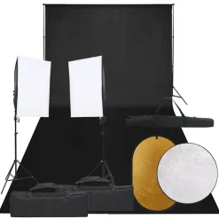 vidaXL Fotostudioset met verlichtingsset, achtergrond en reflector