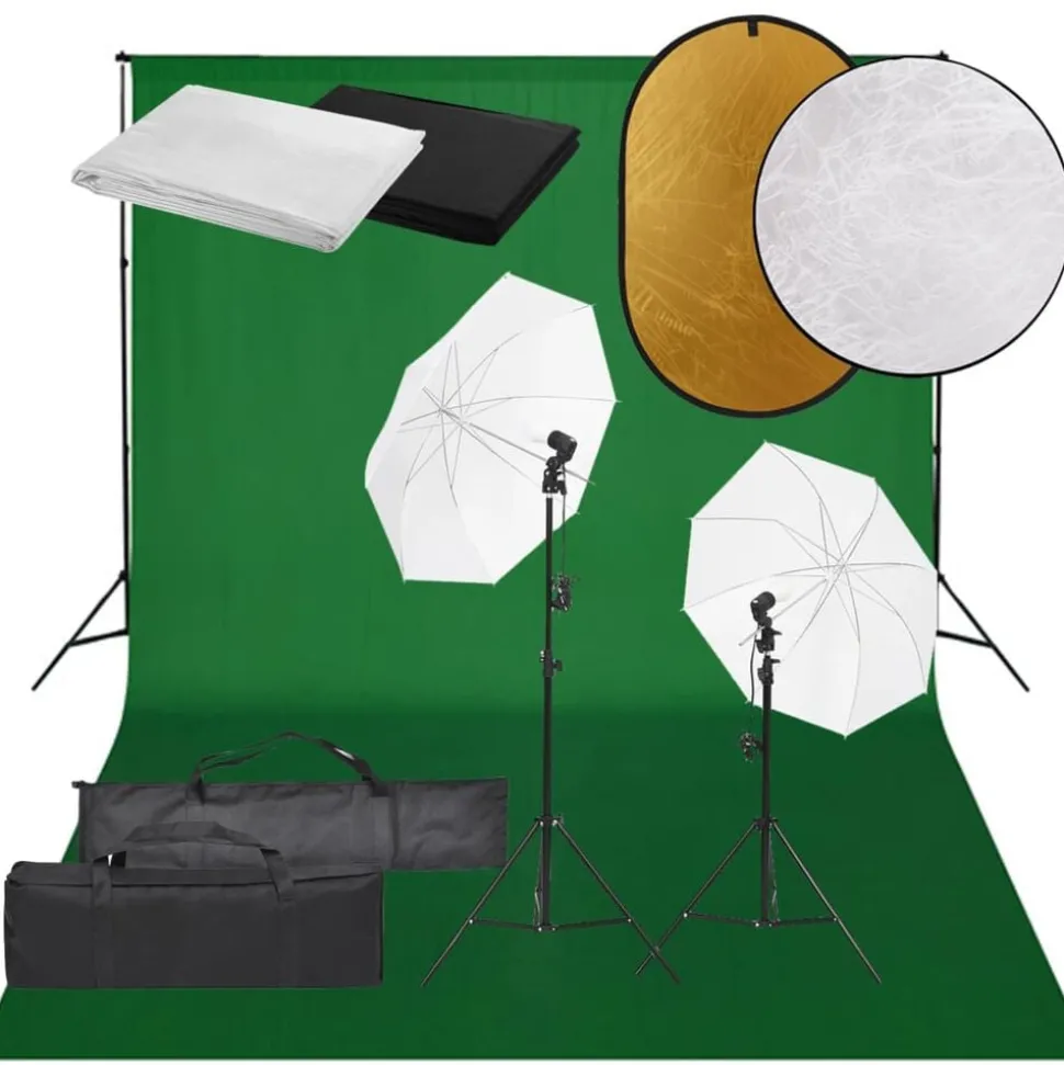 vidaXL Fotostudioset met verlichtingsset, achtergrond en reflector