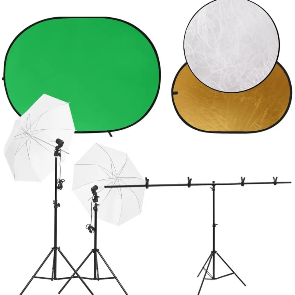 vidaXL Fotostudioset met lichtset, achtergrondscherm en reflector