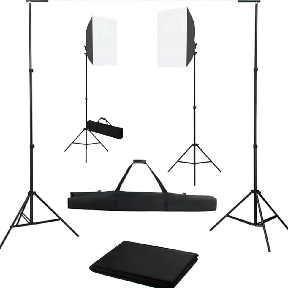 vidaXL Fotostudioset met softboxlampen en achtergrond