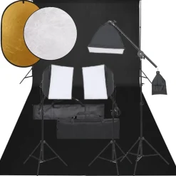 vidaXL Fotostudioset met verlichtingsset, achtergrond en reflector