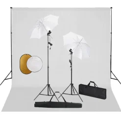 vidaXL Fotostudioset met lampen, paraplu's, achtergrond en reflector