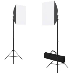 vidaXL Fotostudioset met softboxlampen, achtergrond en reflector