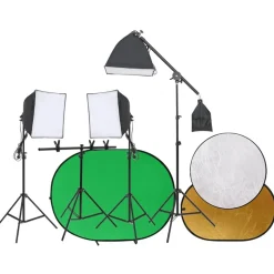 vidaXL Fotostudioset met lichtset, achtergrondscherm en reflector