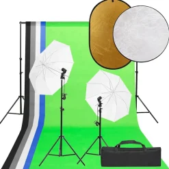 vidaXL Fotostudioset met verlichtingsset, achtergrond en reflector