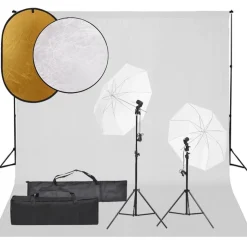 vidaXL Fotostudioset met verlichtingsset, achtergrond en reflector