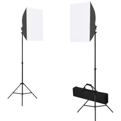 vidaXL Fotostudioset met softboxlampen, achtergrond en reflector