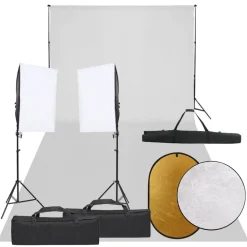 vidaXL Fotostudioset met verlichtingsset, achtergrond en reflector