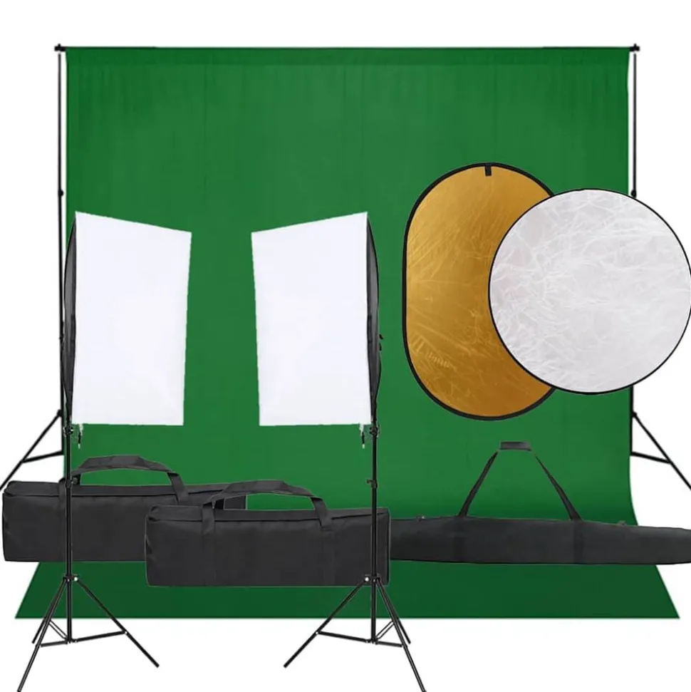 vidaXL Fotostudioset met verlichtingsset, achtergrond en reflector