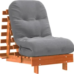 vidaXL Futon slaapbank met matras 60x206x11 cm grenenhout wasbruin
