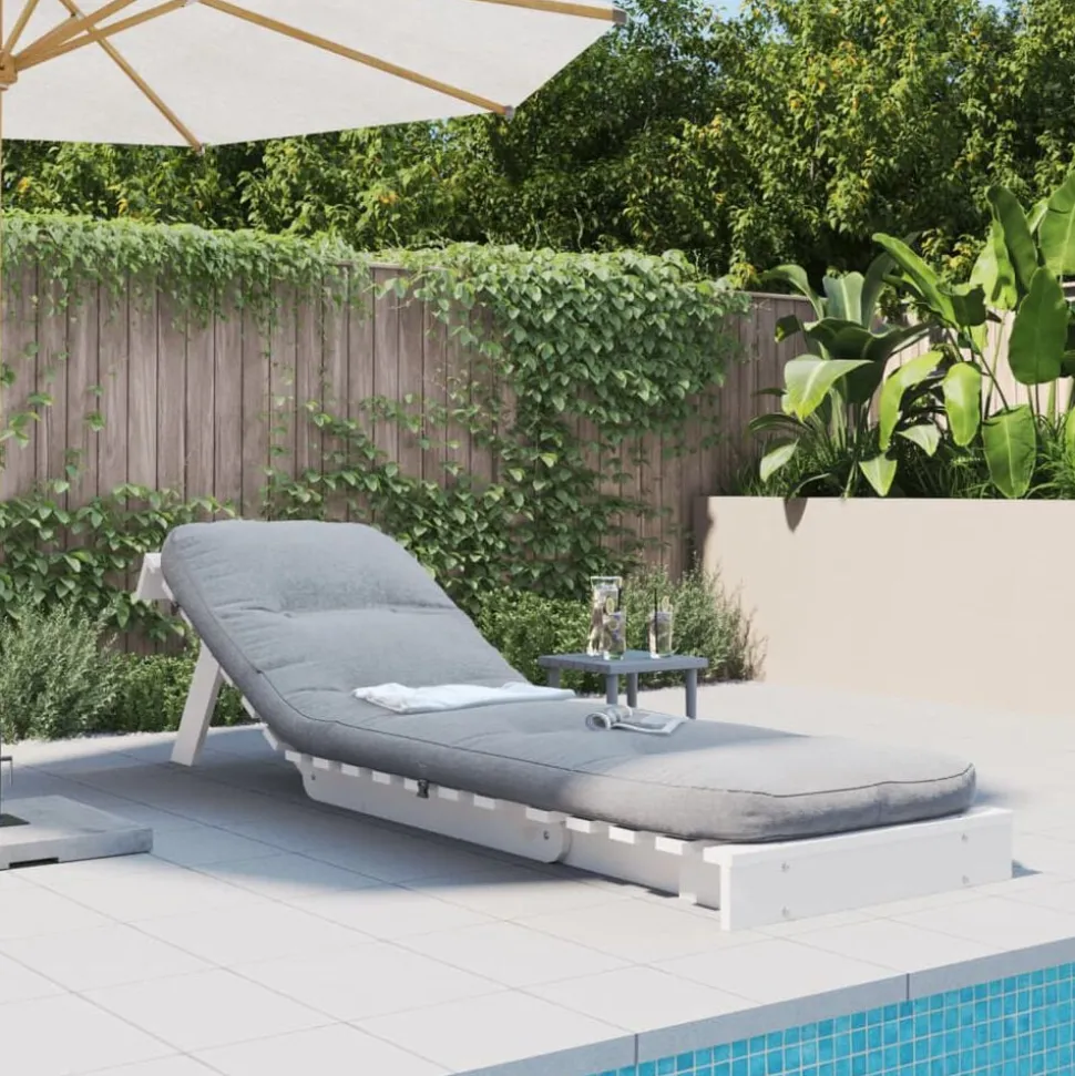 vidaXL Futon slaapbank met matras 60x206x11 cm massief grenenhout wit