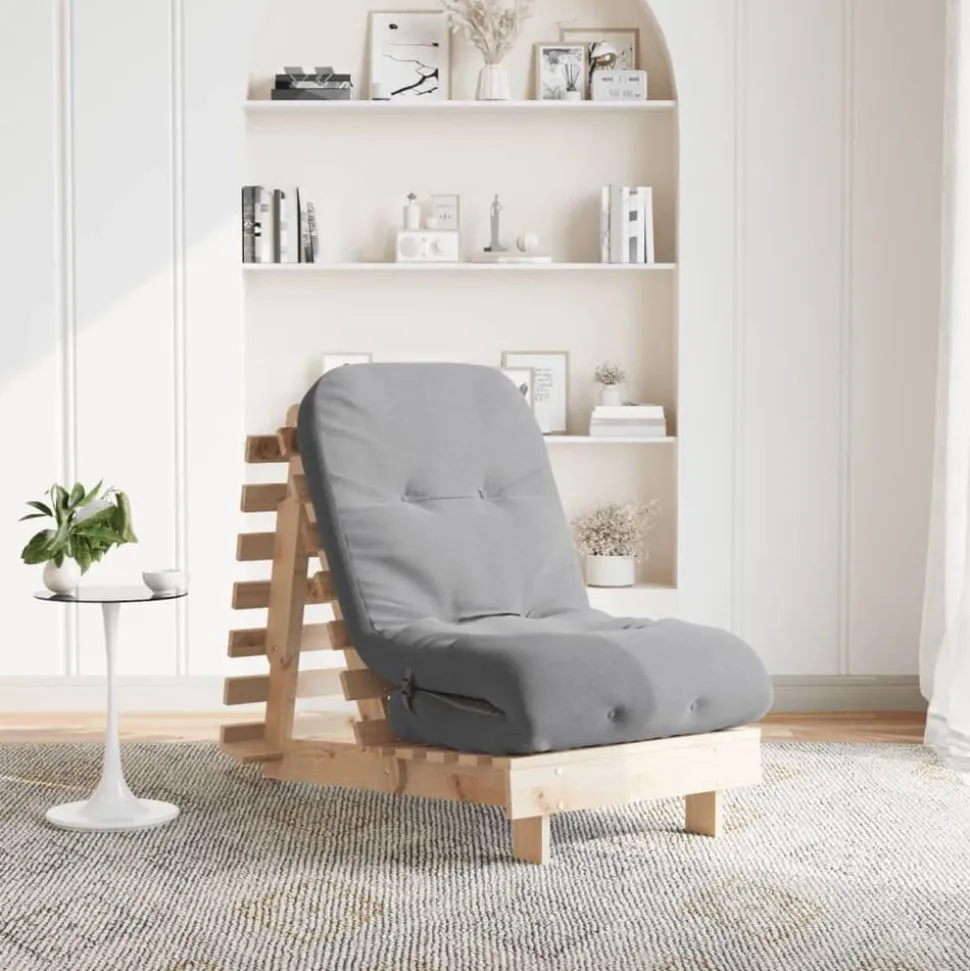vidaXL Futon slaapbank met matras 60x206x11 cm massief grenenhout