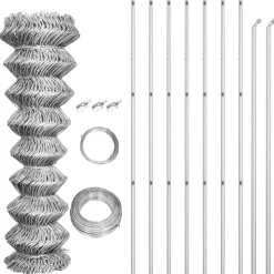 vidaXL Gaashek met palen 15x1,5 m gegalvaniseerd staal zilverkleurig
