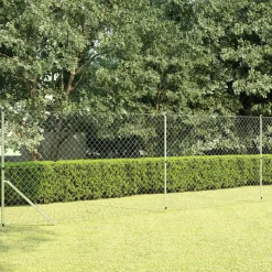 vidaXL Gaashek met palen 15x1,5 m gegalvaniseerd staal zilverkleurig