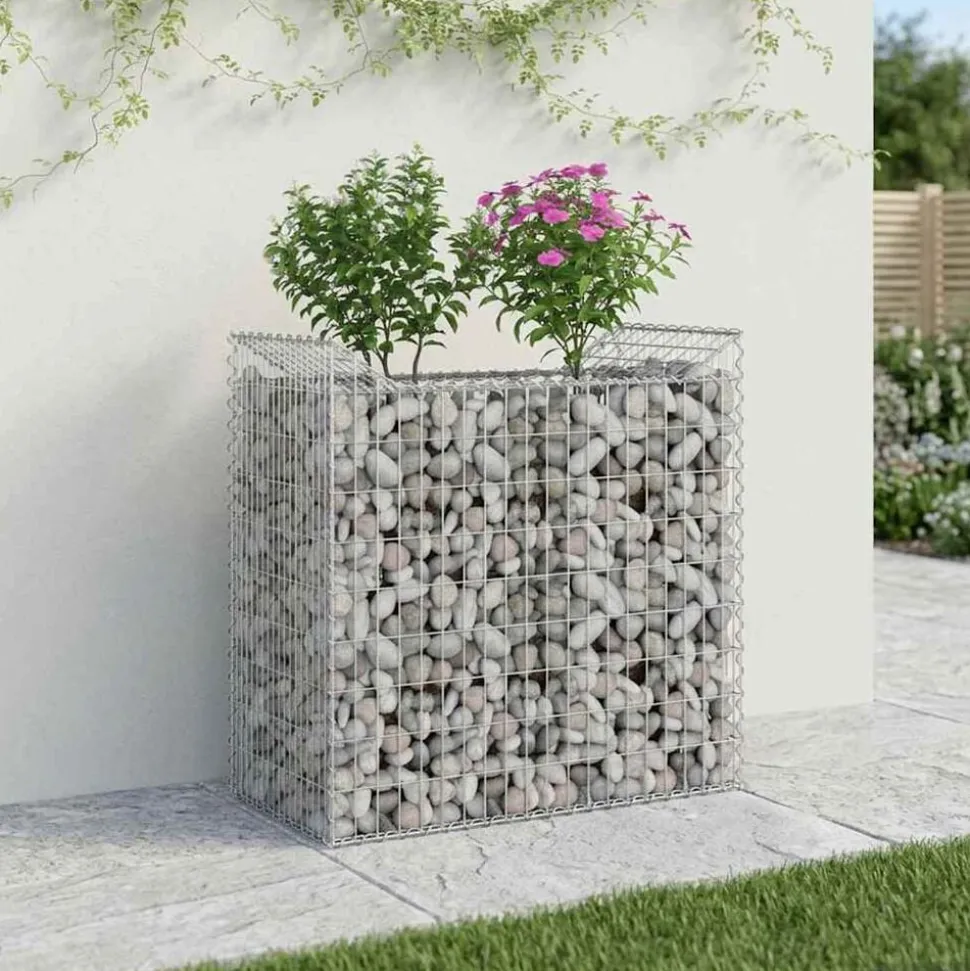 vidaXL Gabion Verhoogd Bed Zilver 50 x 100 x 100 cm