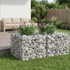 vidaXL Gabion Verhoogd Bed Zilver 100 x 100 x 60 cm