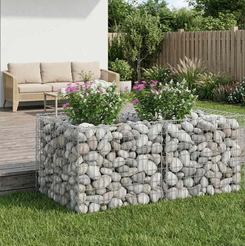 vidaXL Gabion Verhoogd Bed Zilver 100 x 100 x 60 cm